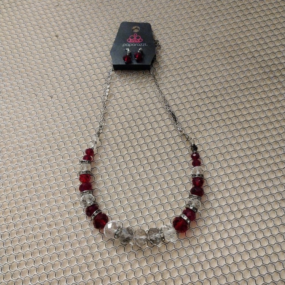 Paparazzi Necklace and Earrings Set - Distracted by Dazzle - Red